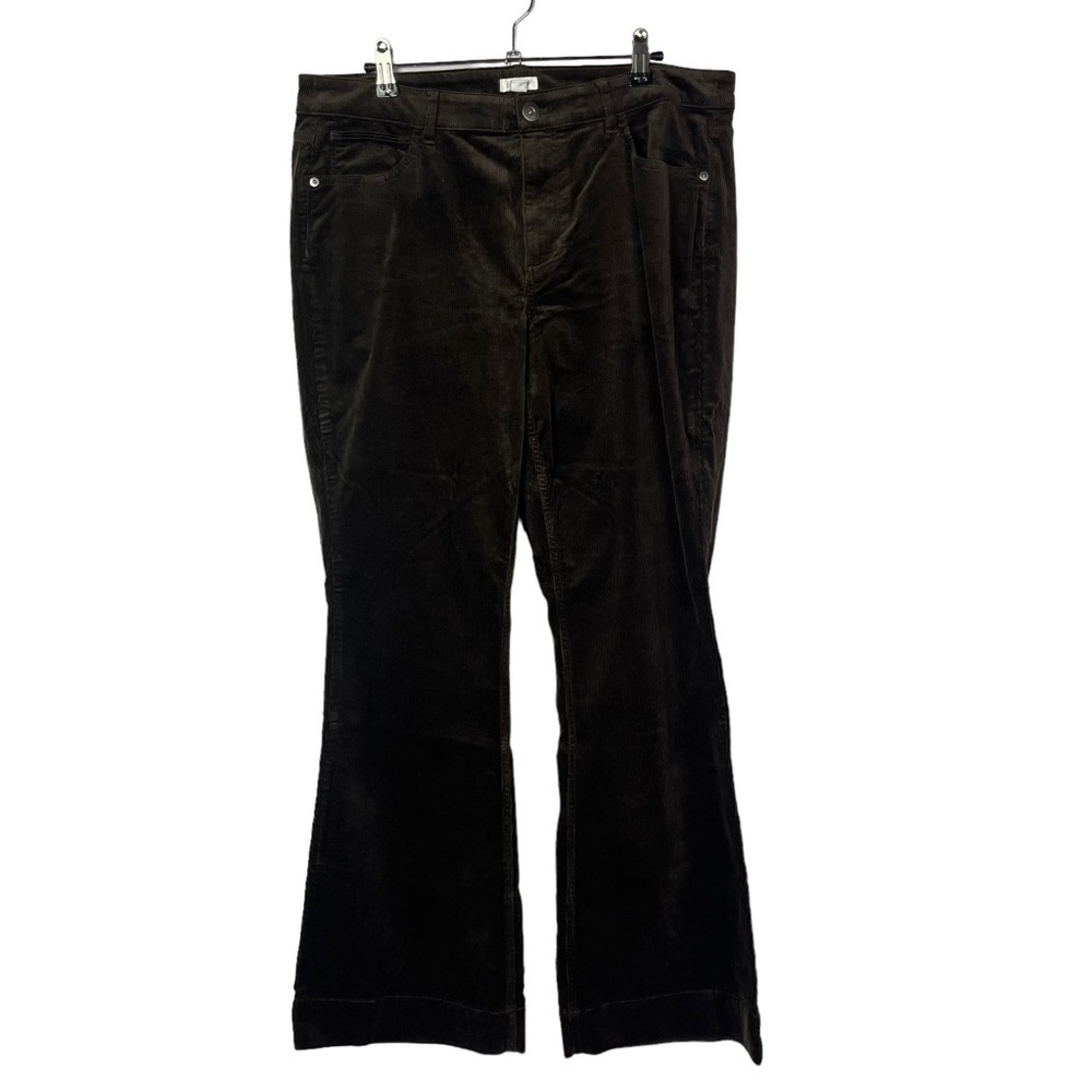J. Jill Dark Chocolate Brown Flared Leg Corduroy Pants 14